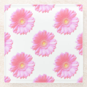 Light pink gerbera daisy glass coaster