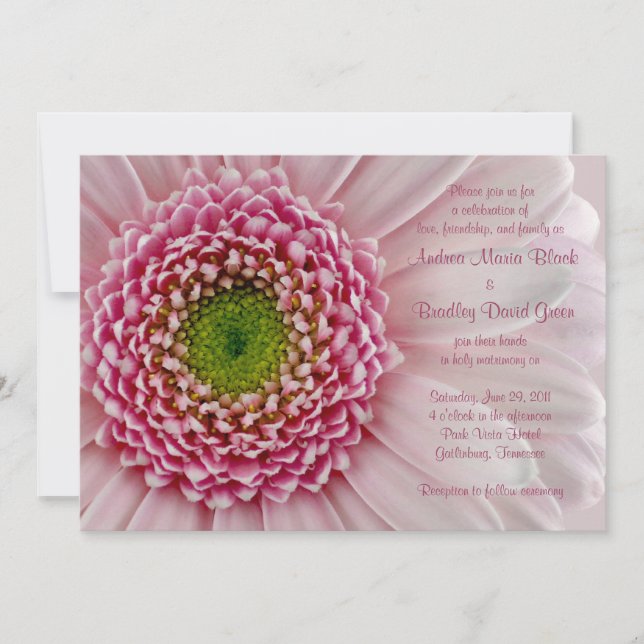 Light Pink Gerbera Wedding Invitation (Front)