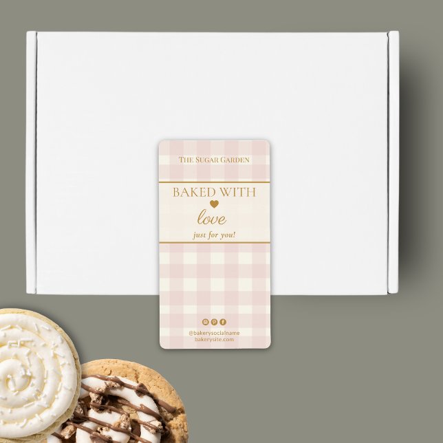 Light Pink Gingham Baked With Love Bakery Box  (Creator Uploaded)