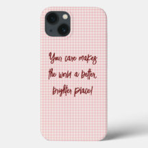 Light Pink Gingham Pattern iPhone 13 Case