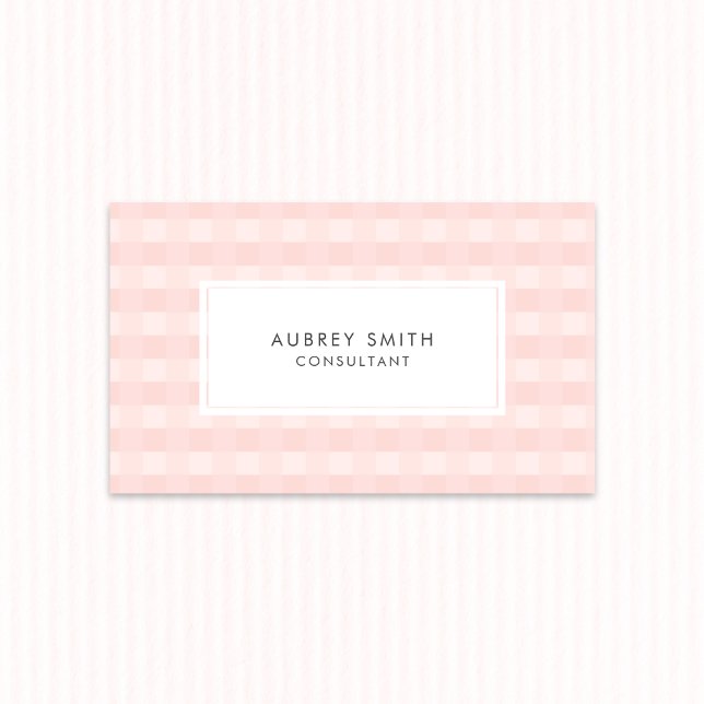 Light Pink Gingham Pattern Professional Business Card (Creator Uploaded)