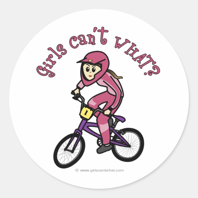 Light Pink Girls BMX Classic Round Sticker (Front)