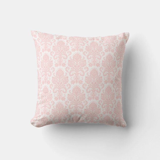 Light Pink Girly Damask Cushion (Front)