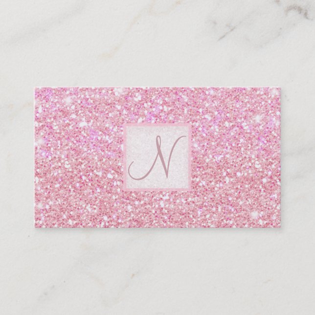 Light Pink Glitter Chic Glam Glitzy Salon Spa Business Card (Front)