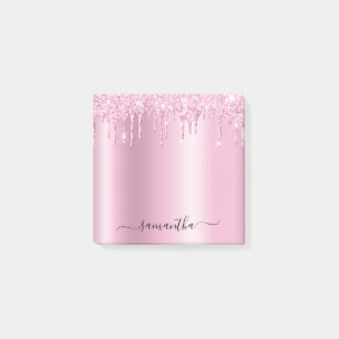 Light Pink Glitter Drips Shimmer Post-it Notes
