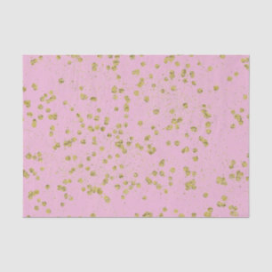 Light Pink Glitzy Gold Sparkle Confetti Dots Tissue Paper