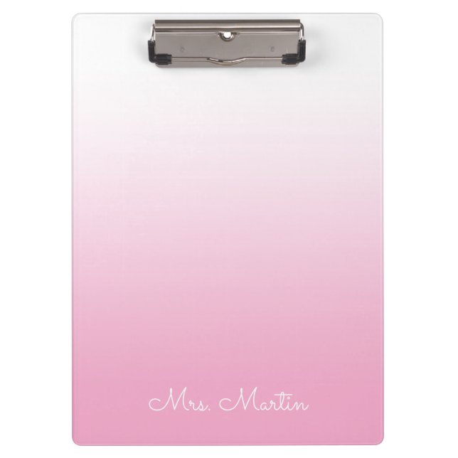 Light Pink Gradient Personalised Teacher Clipboard (Front)