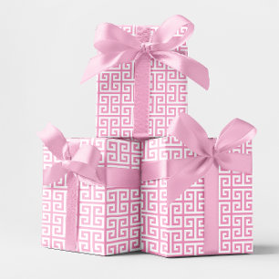 Light Pink Greek Key Wrapping Paper Sheet