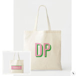 Light Pink   Green Monogram Bridesmaid Tote Bag<br><div class="desc">Light Pink Green | Stay cool and stylish with the *Shadow Monogram Collection* insulated tumbler, featuring a sleek two-colour monogram with stripe accent. Perfect for bridal showers, bachelorette trips, or wedding day prep, this tumbler combines functionality with a chic beachy aesthetic. Click on "personalise this design" to add your details....</div>