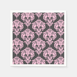Light Pink Grey Damask Chic Pattern Elegant Party Napkin