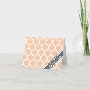 Light Pink & Grey Lattice Thank You Card