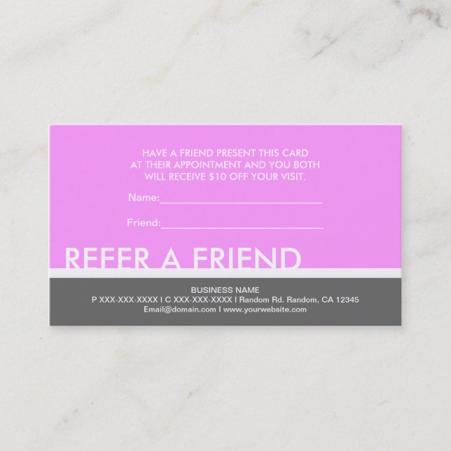Light pink grey simple refer a friend cards (Front)