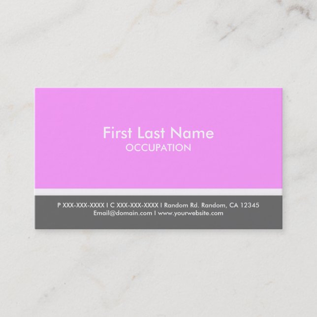Light pink grey stripe custom business cards (Front)