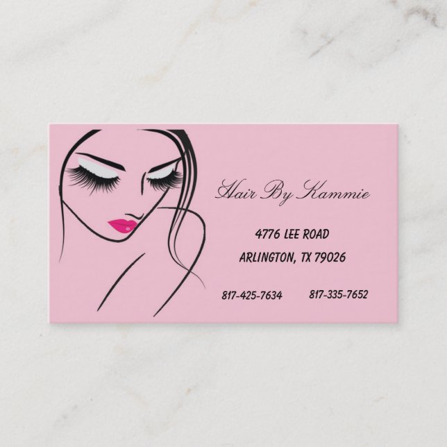 Light Pink Hair, Nail, Make-up Business Card (Front)