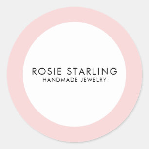 Light Pink Handmade Jewellery Business Branding Classic Round Sticker