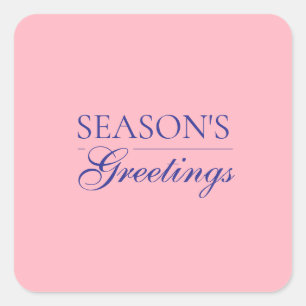Light Pink Happy New Year Merry Christmas Holiday Square Sticker