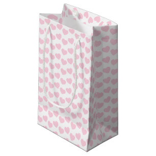 Light Pink Heart Pattern on White Small Gift Bag