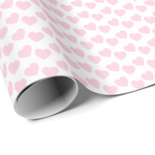 Light Pink Heart Pattern on White Wrapping Paper