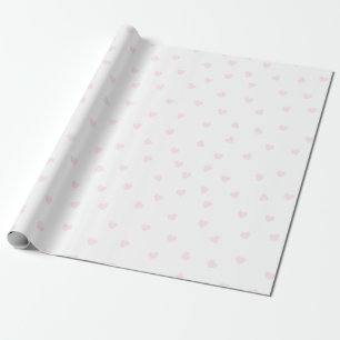 Light Pink Heart Pattern on White Wrapping Paper