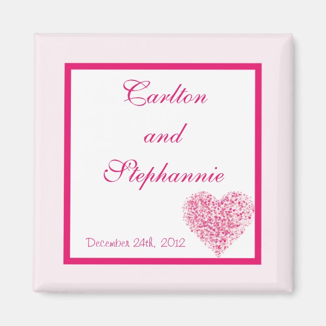 Light Pink Heart Wedding Magnet Favour (Front)