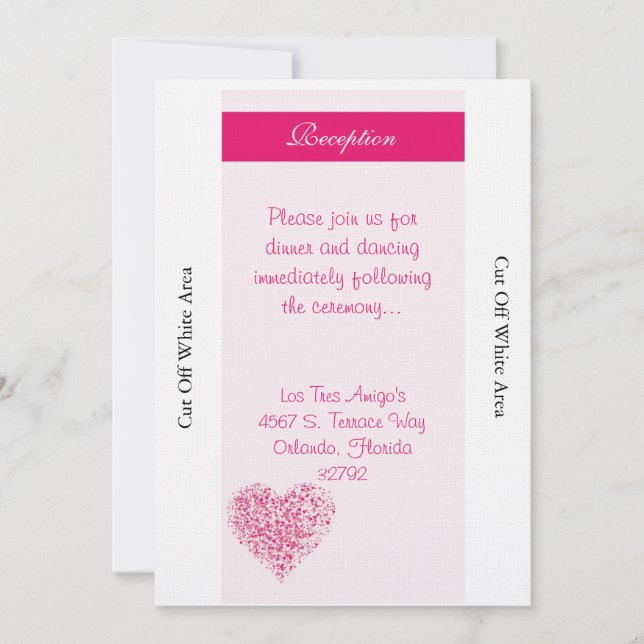 Light Pink Heart Wedding Reception Card (Front)