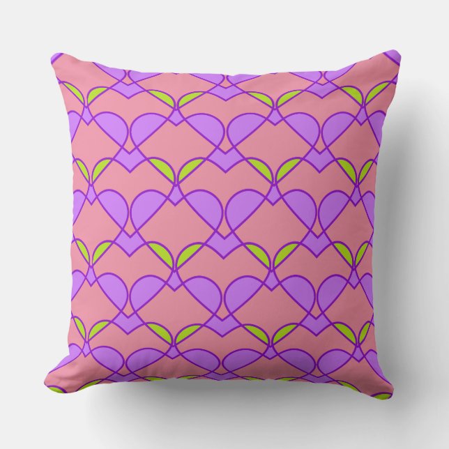 Light Pink Hearts Overlapped  Cushion (Front)