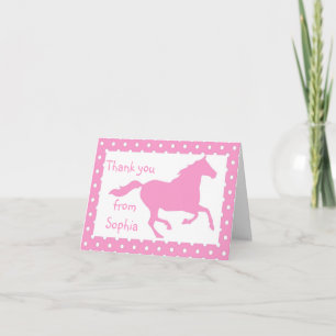Light Pink Horse Birthday Thank You Note Card