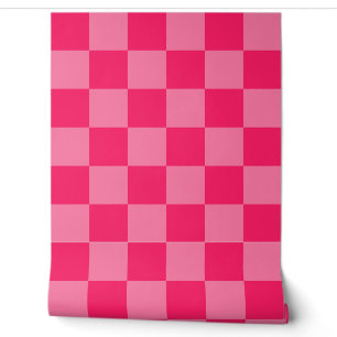 Light Pink Hot Pink Chequered Pattern Wallpaper