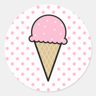Light Pink Ice Cream Cone Classic Round Sticker