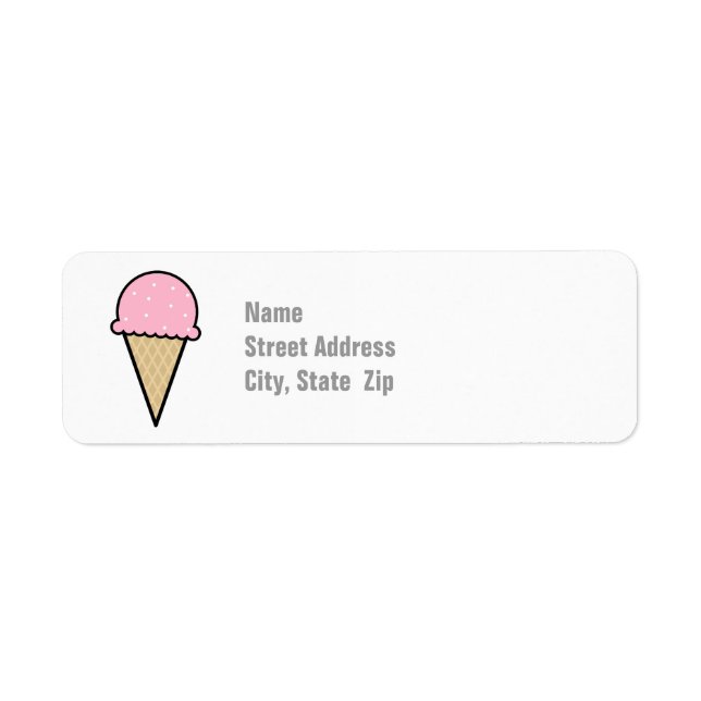Light Pink Ice Cream Cone Return Address Label (Front)