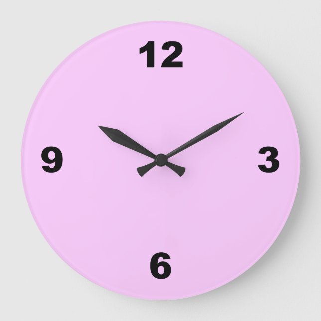Light Pink Large Black Numbers Wall Clock (Front)