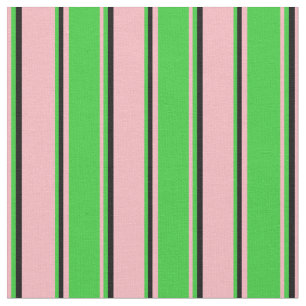 Light Pink, Lime Green, and Black Coloured Lines Fabric