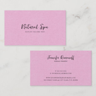 Light Pink Linen Texture Print black Typography Business Card