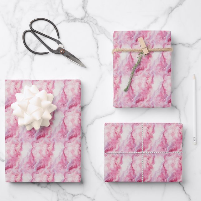 Light Pink Marble  Wrapping Paper Sheet (Front)