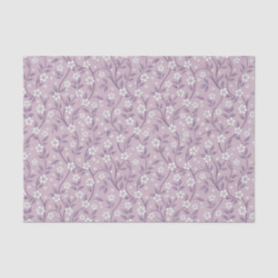 Light Pink Mauve White Floral Sprigs Vintage Tissue Paper
