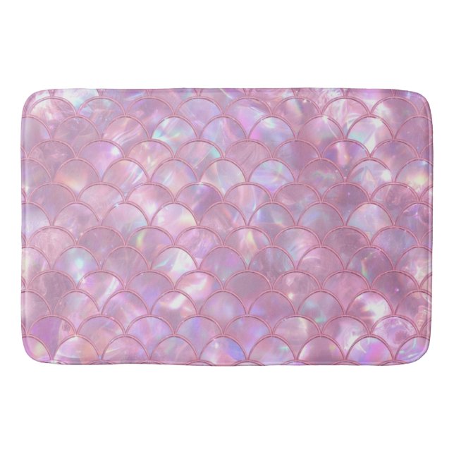 Light Pink Mermaid Print Bath Mat (Front)