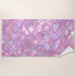 Light Pink Mermaid Print Beach Towel