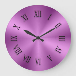 Light Pink Metallic Clock with Roman Numbers