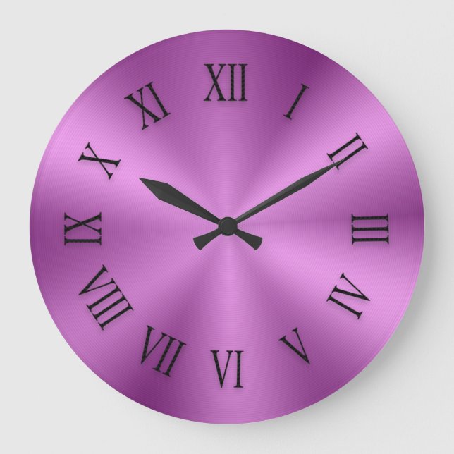 Light Pink Metallic Clock with Roman Numbers (Front)