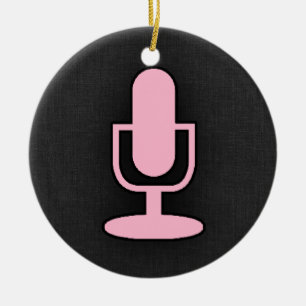 Light Pink Microphone Ceramic Ornament