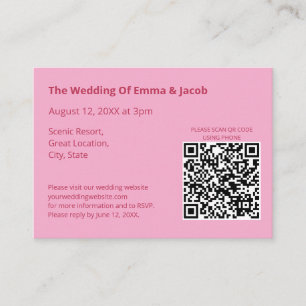 Light Pink Modern Wedding QR Code Enclosure Card
