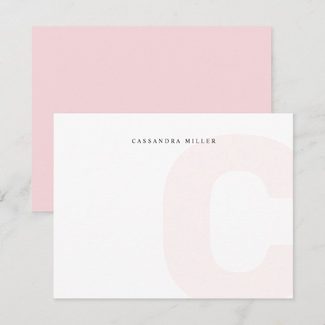 Light Pink Monogram Background Full Name Card (Front/Back)