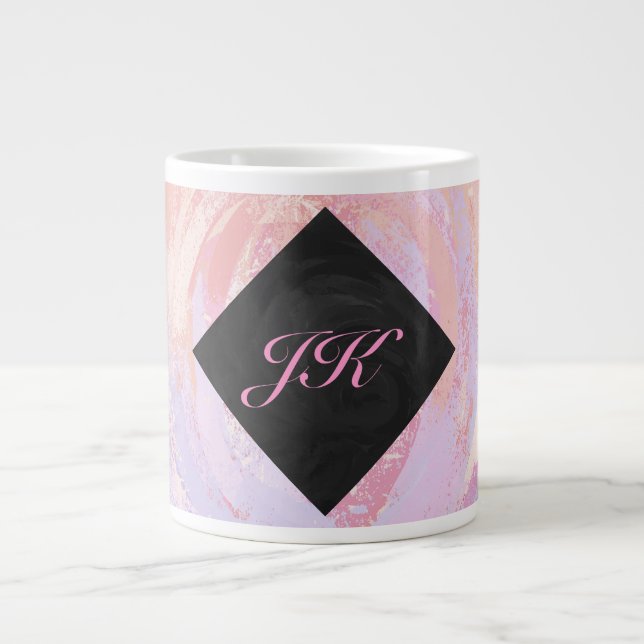 Light Pink Monogram Large Coffee Mug (Front)