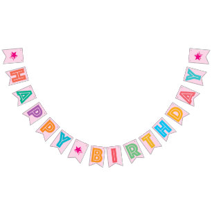 LIGHT PINK MULTICOLORED ☆ HAPPY ☆ BIRTHDAY ☆ SIGN