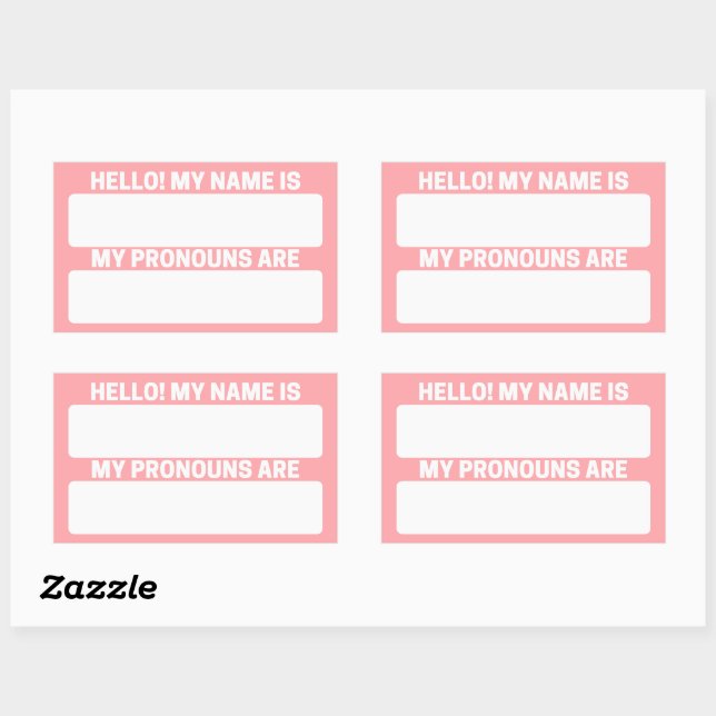 Light Pink Name & Pronoun Labels (Sheet)