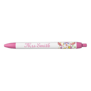 Light pink owl teacher personalised pen
