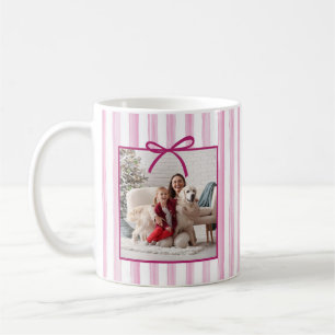 Light Pink Painted Stripes Merry Christmas Photo Coffee Mug