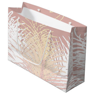 light pink Pale Yellow Peach White Feathers Large Gift Bag