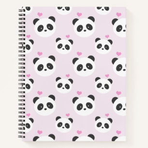 Light pink panda patterned notebook