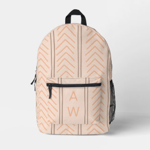 Light Pink Peach Geometric Arrow Monogram Initials Printed Backpack